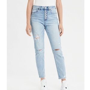 AE Stretch Button Fly Mom Jean